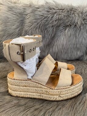 rag & bone Beige Canvas Espadrille Wedge Sandals Size 39 & 1/2”